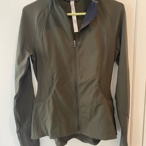 Lululemon size 8 peplum jacket.  Olive green in color